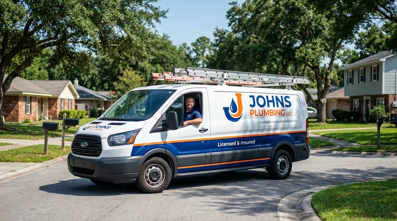 Johns Plumbing LLC service van in Ravena, NY