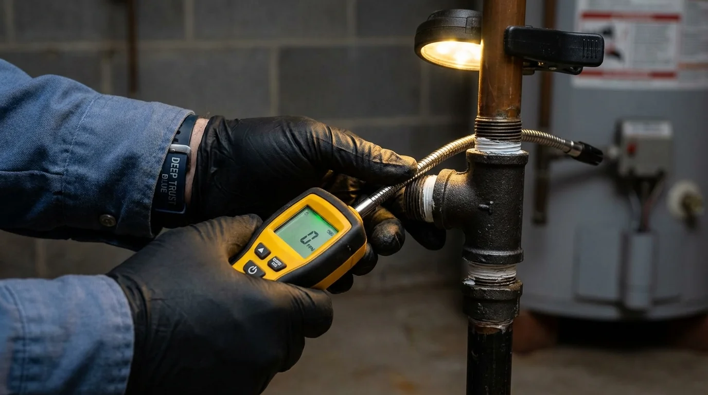 Gas leak detection with electronic sniffer by Johns Plumbing LLC in Ravena